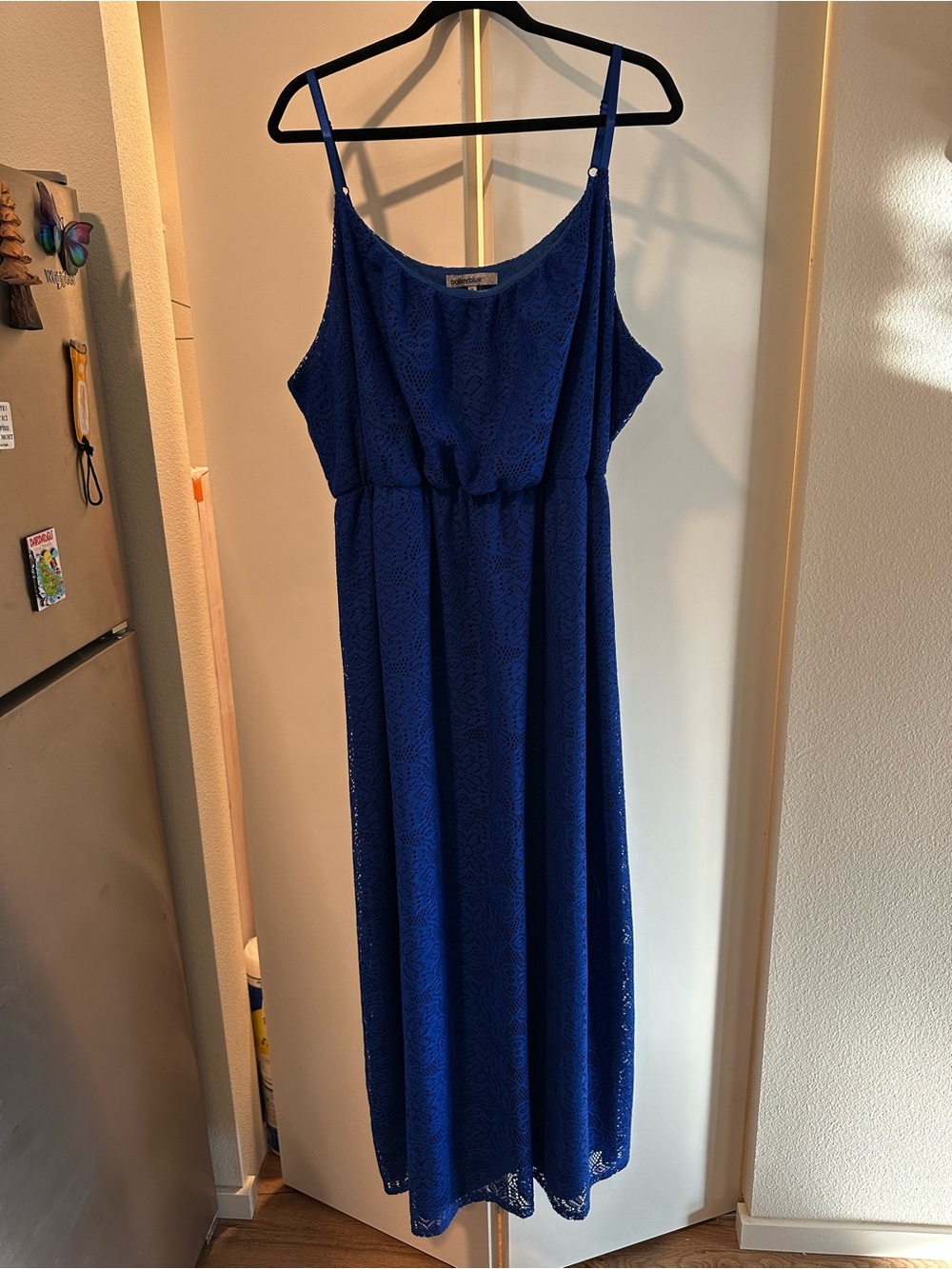 Bailey Blue Cobalt Lace Maxi Dress with Spaghetti Straps